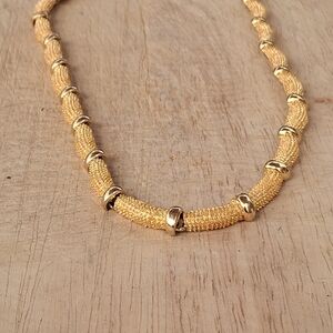 Avon Gold Textured Chocker Necklace with Polished Accents